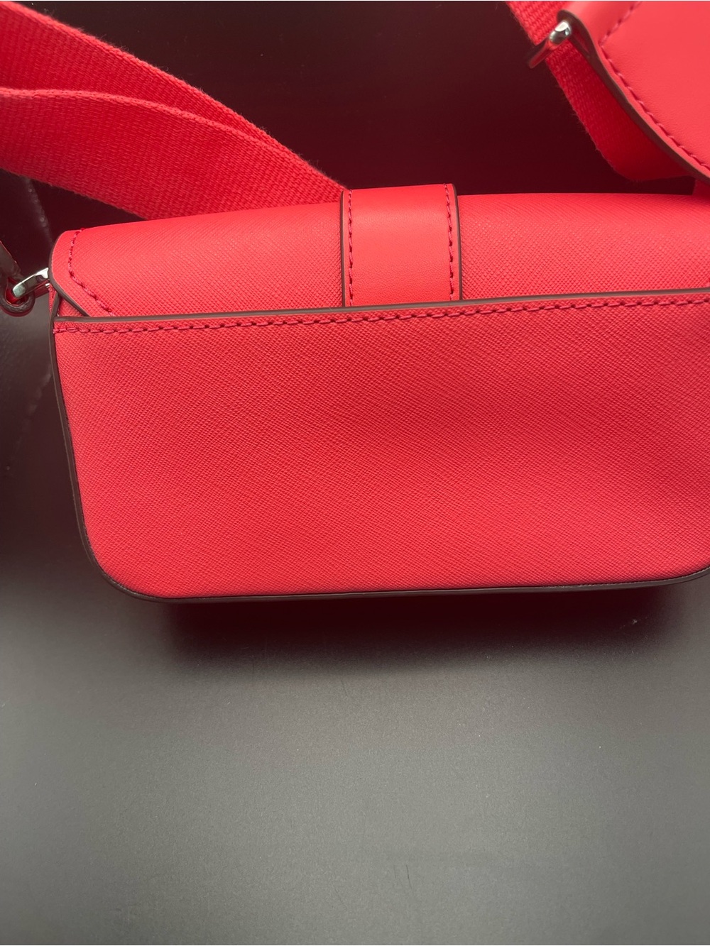 Michael Kors Red Saffiano Crossbody with MK Emblem - Picture 4 of 9